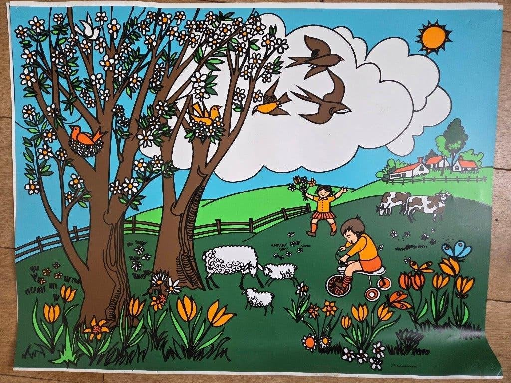 Vintage schoolplaat, Ophalen of Verzenden, Natuur en Biologie