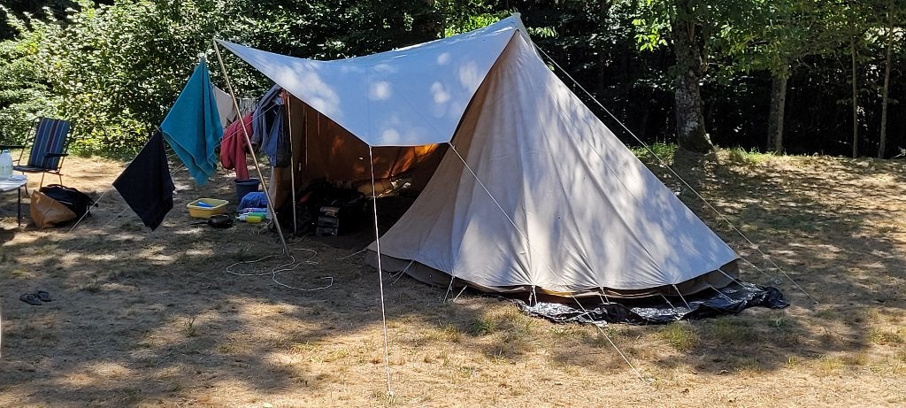 Erdman Schmidt Giraffe met petluifel en tarp, Caravans en Kamperen, Ophalen, Gebruikt, Tot en met 6