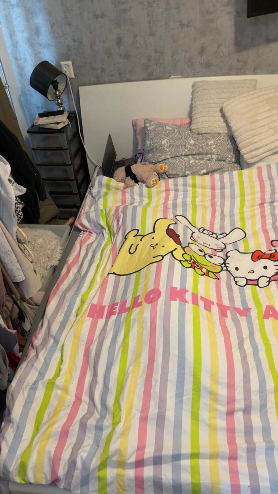Auping bed met hoofdbord, wit geverfd (200x220), Ophalen, Gebruikt, Wit, Tweepersoons