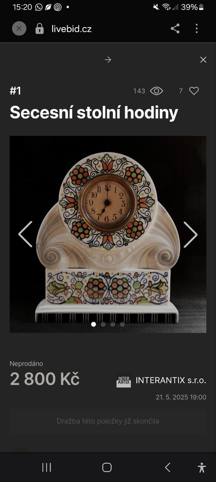 Art Nouveau Tafelklok - Keramiek, Made in Germany, Antiek en Kunst, Antiek | Klokken, Ophalen of Verzenden