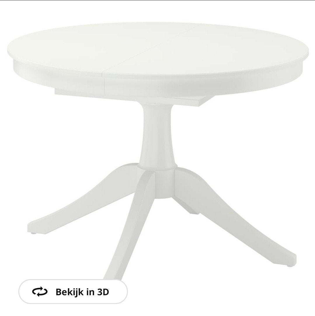 IKEA INGATORP uitschuifbare ronde eettafel wit, Ophalen, Gebruikt, Rond, Vijf personen of meer