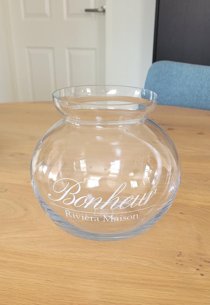 Rivièra Maison Bloemenvaas 'Bonheur' - Glas, Overige kleuren, Ophalen of Verzenden, Minder dan 50 cm, Glas