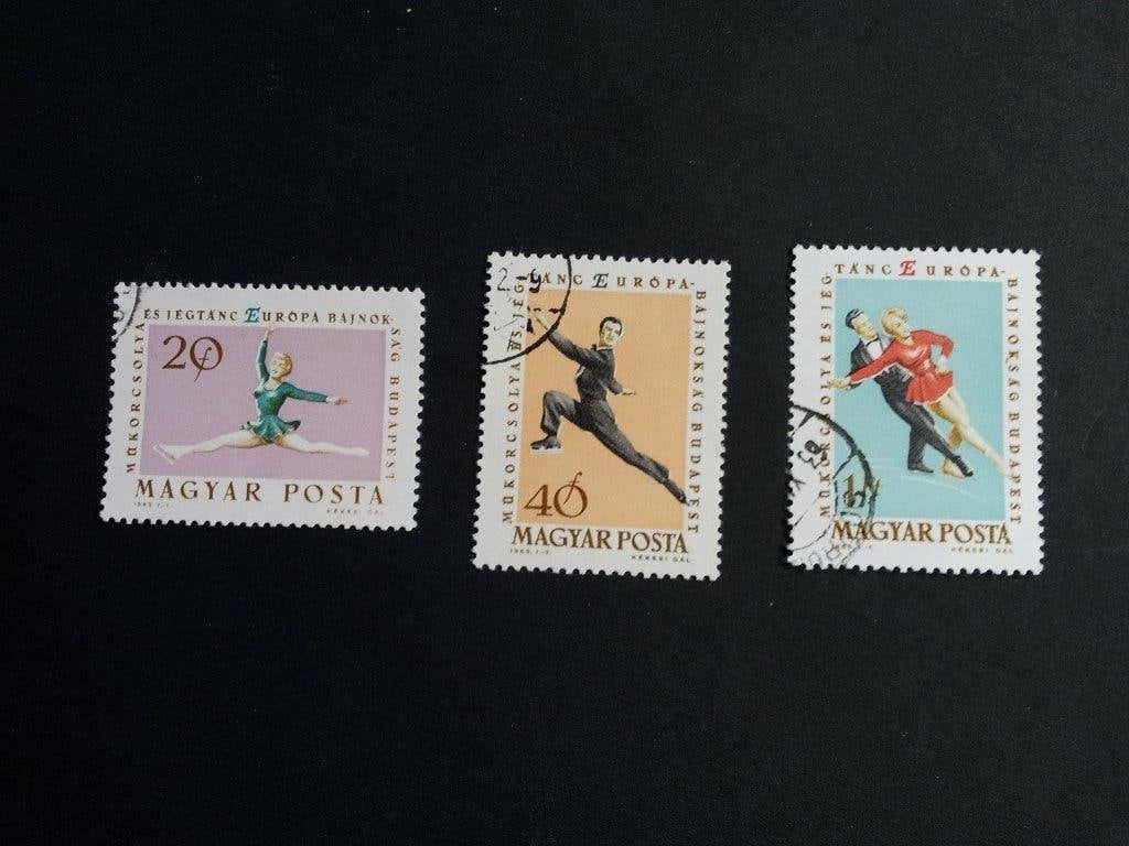Hongarije Europees kampioenschap kunstschaatsen 1963 gest, Ophalen of Verzenden, Gestempeld