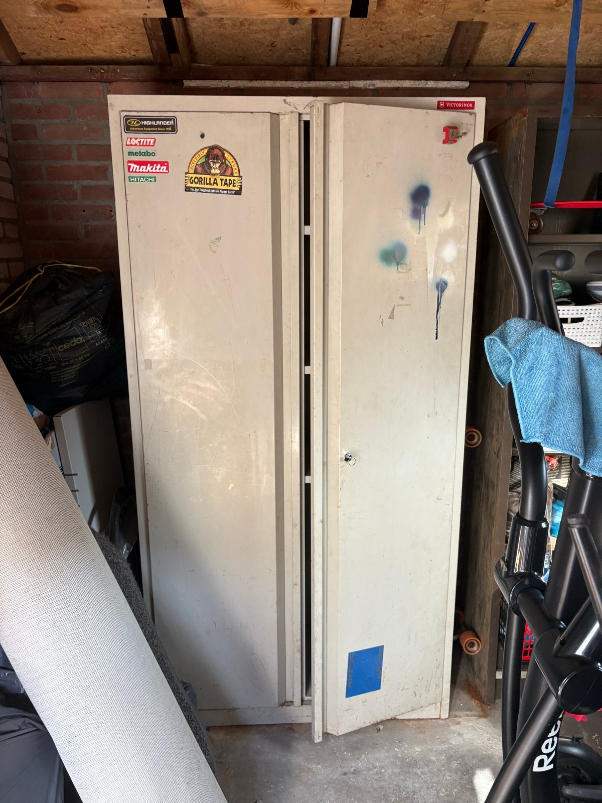 Stalen archiefkast - 195x100 cm - Bodem en slot defect, Huis en Inrichting, Kasten | Lockerkasten, Gebruikt, Ophalen