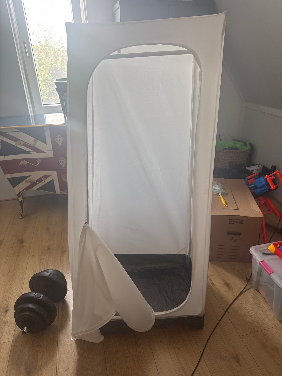 Witte kledingkast/opbergtent Vuku Ikea, Ophalen, Gebruikt