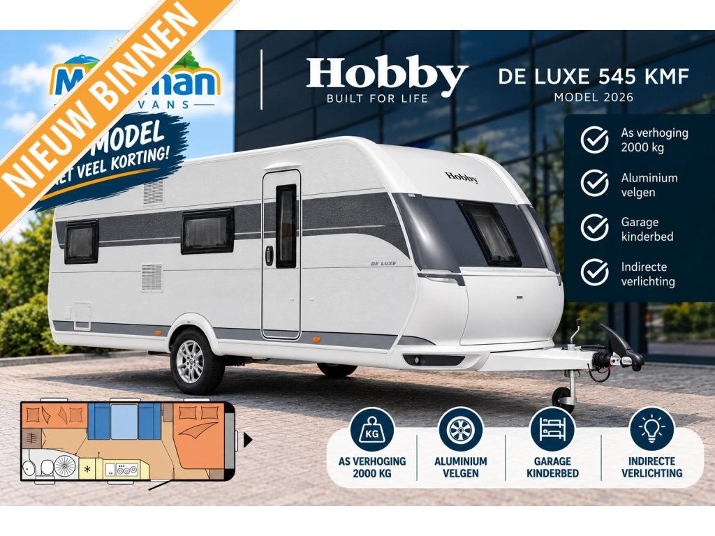 Hobby De Luxe 545 KMF Nieuw | Actie model 2026, Rondzit, Hobby, Overige typen, 6 tot 7 meter
