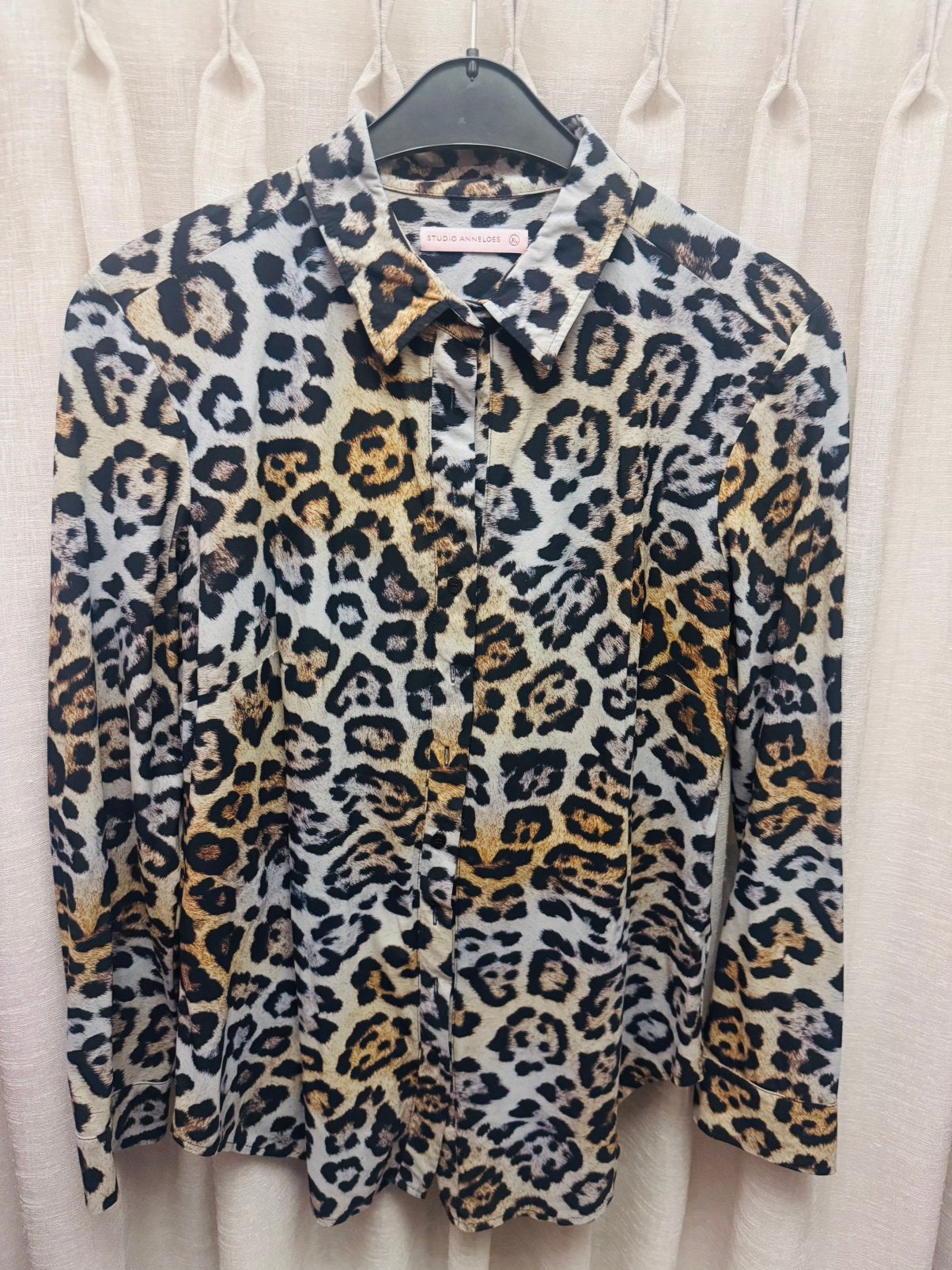 Studio Anneloes grijs bruine Poppy Leopard blouse maat XL, Verzenden, Zo goed als nieuw, Maat 46/48 (XL) of groter, Bruin