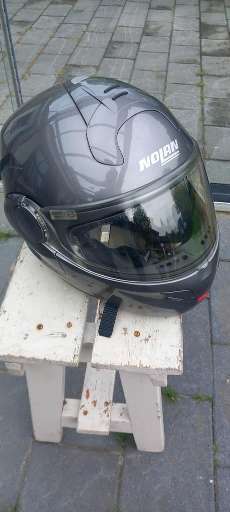 Nolan Systeemhelm - Grijs - Maat L, Motoren, Kleding | Motorhelmen, Ophalen, Systeemhelm, L, Tweedehands