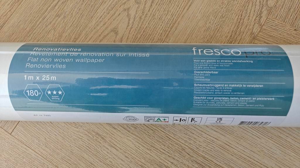 Fresco Pro Renovatievlies - 1m x 25m, Ophalen, 25 tot 50 m², Wit