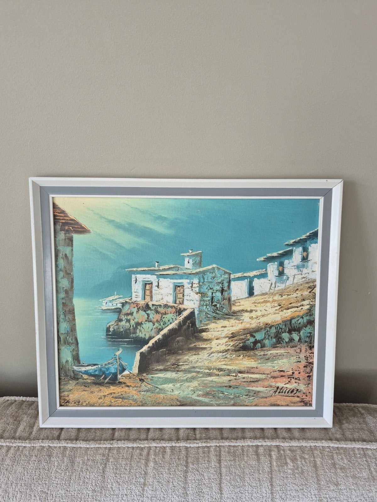 mediterraan kust pittoresk schilderij, Ophalen of Verzenden