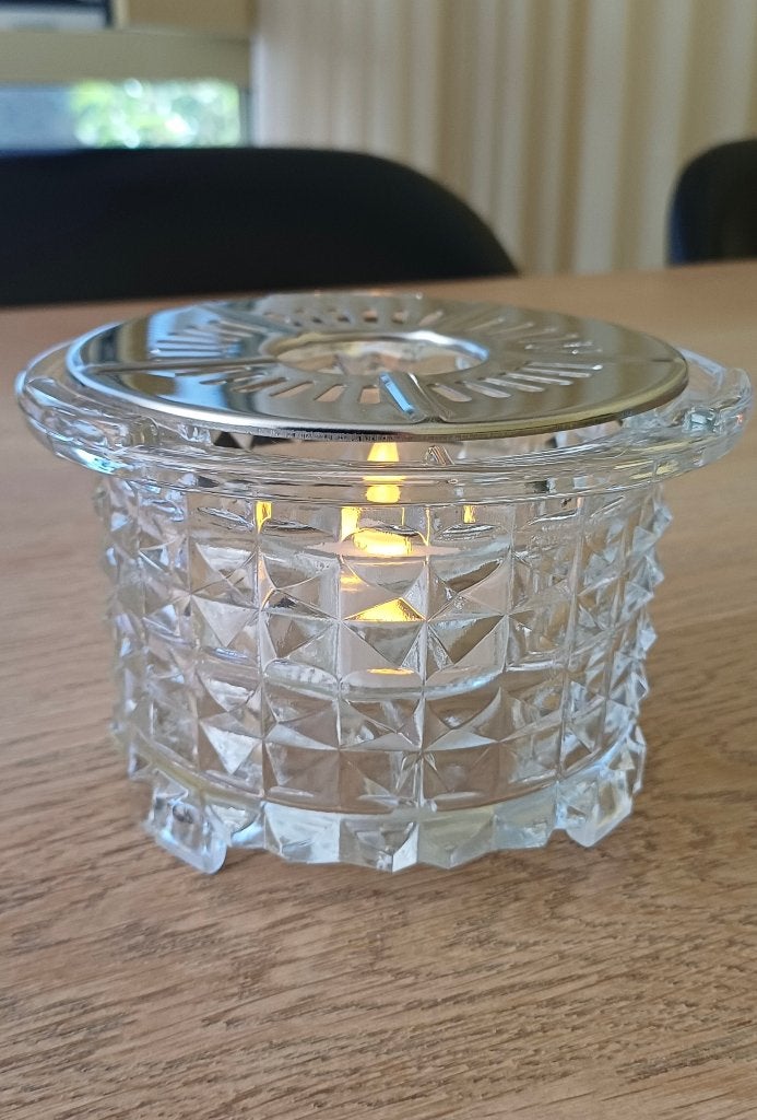 Vintage Douwe Egberts glazen theelicht, Ophalen of Verzenden
