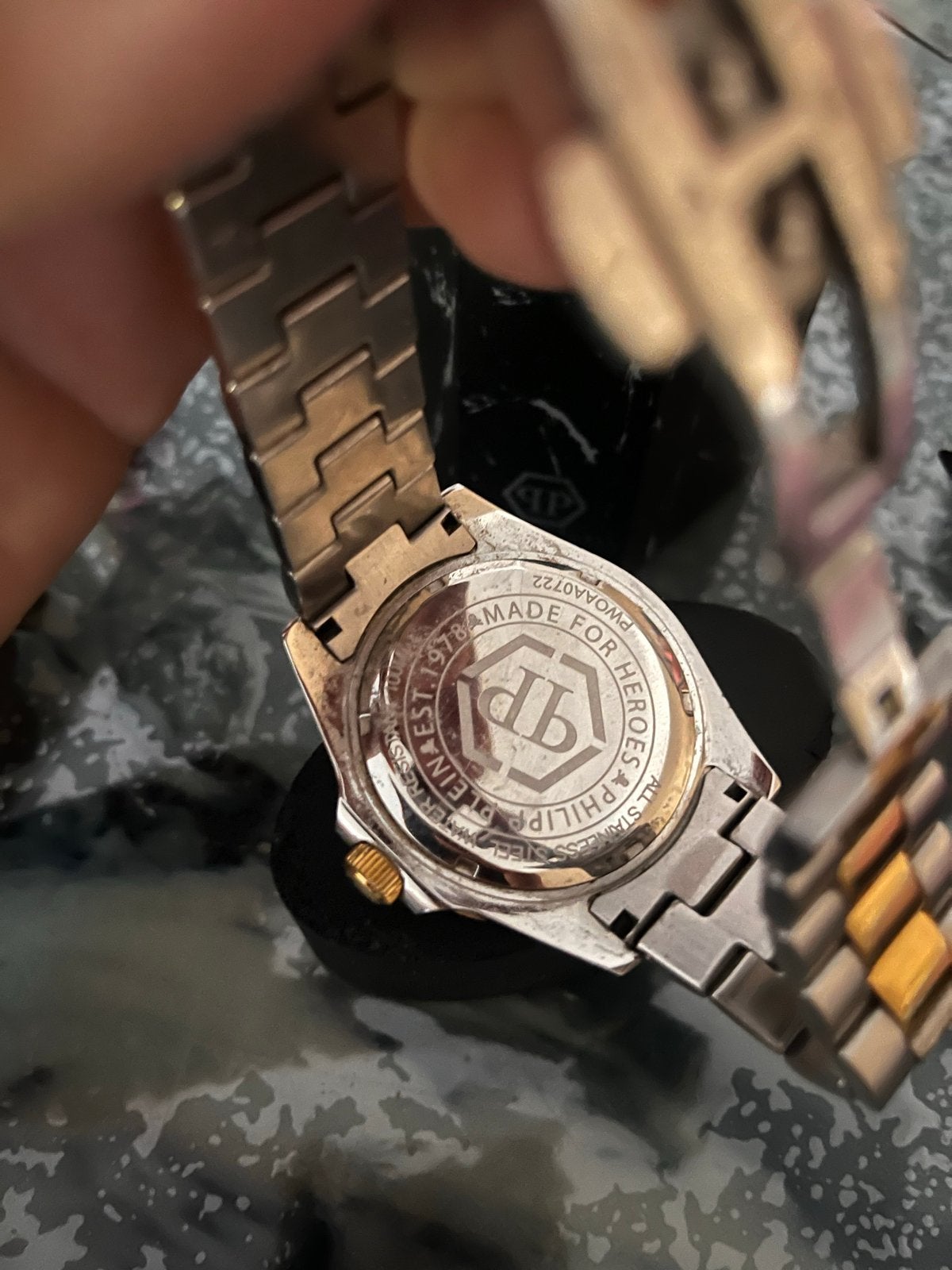 Philipp Plein horloge met doos en bon, Staal, Polshorloge, Zo goed als nieuw, Ophalen