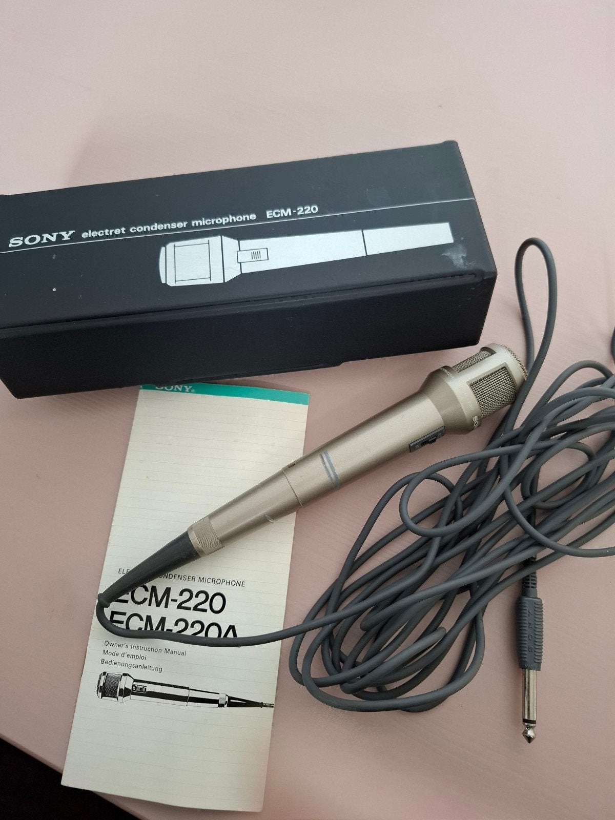 Sony ECM-220 Electret Condensator Microfoon met Doos, Ophalen of Verzenden, Gebruikt, Studiomicrofoon