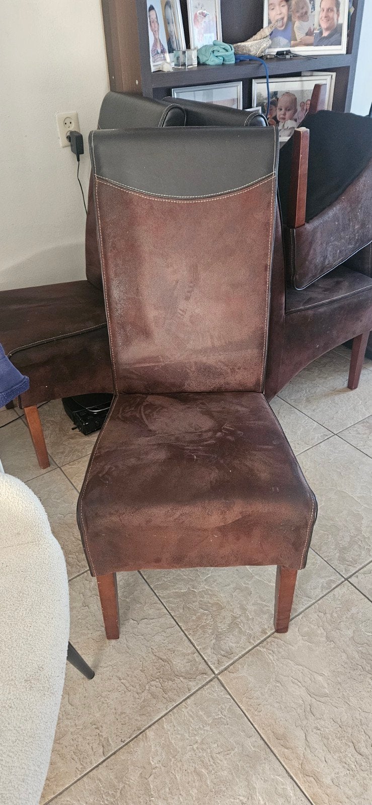 eetkamerstoelen GRATIS, Ophalen, Gebruikt, Leer, Vier