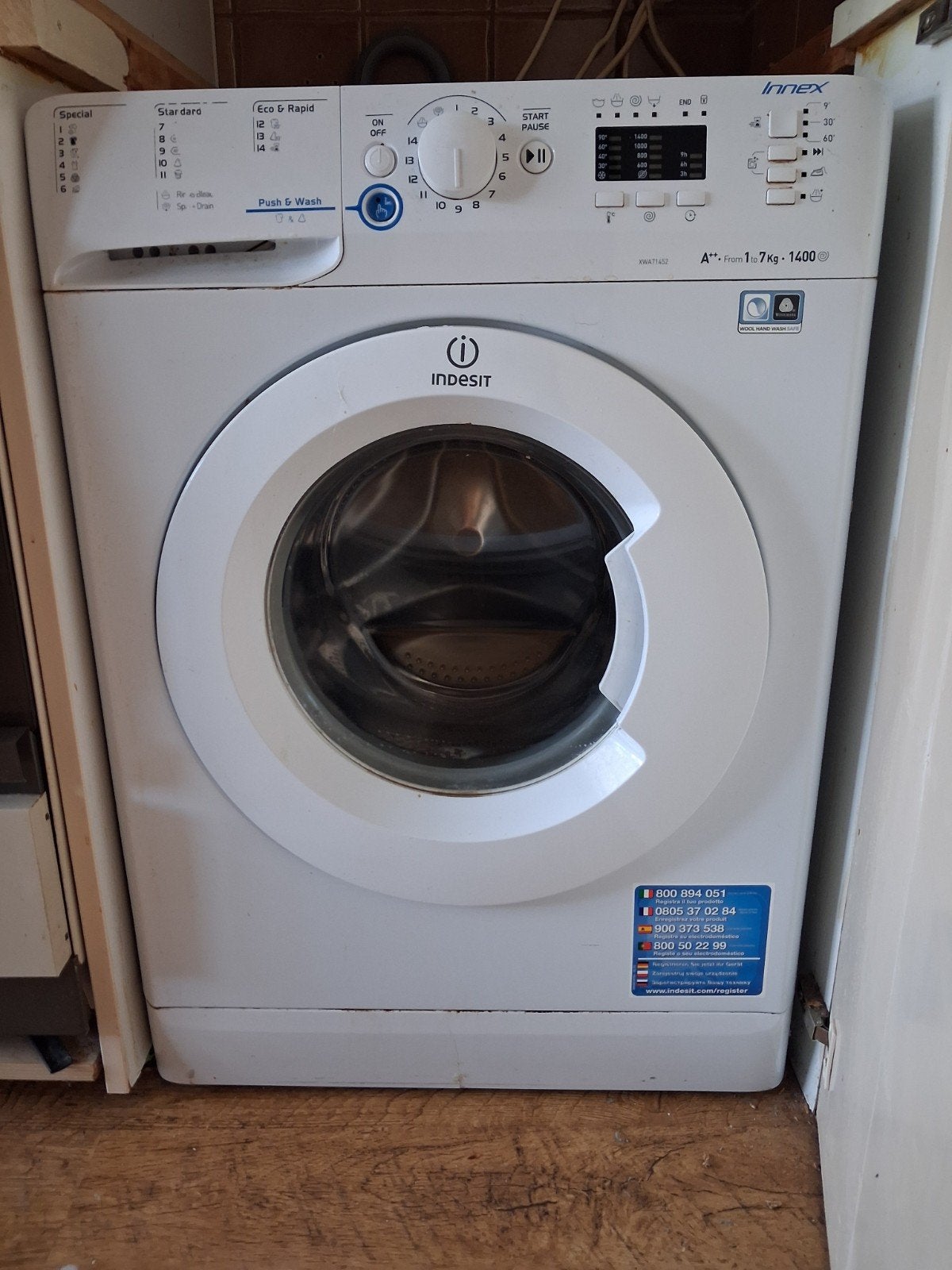 Indesit Innex Wasmachine 7kg 1400 toeren, Witgoed en Apparatuur, Wasmachines, Gebruikt, Energieklasse A of zuiniger, Ophalen of Verzenden