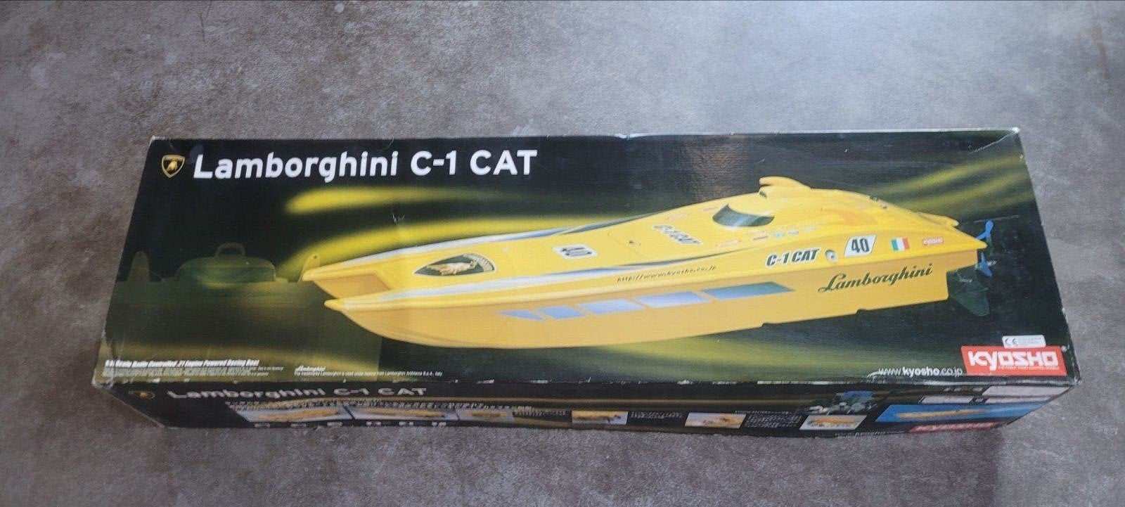 Kyosho Lamborghini C_1 CAT Powerboat 1/14 ruim 1 meter lang, Ophalen of Verzenden, Gebruikt
