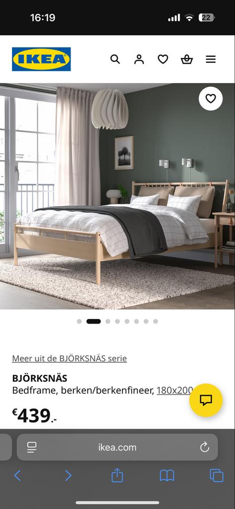 IKEA BJÖRKSNÄS bedframe 160x200 cm - Berken, Ophalen, Gebruikt, Overige kleuren, Tweepersoons