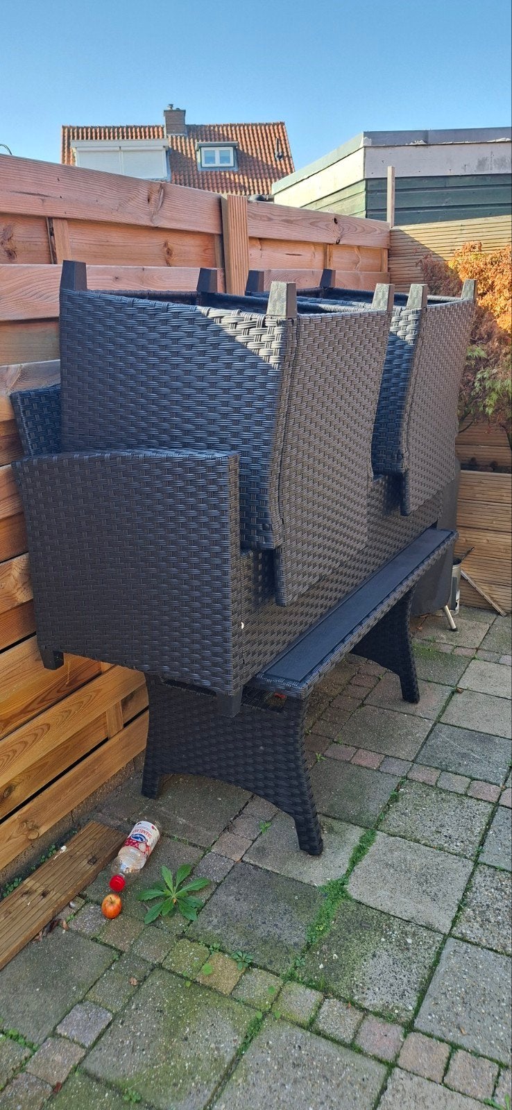 Wicker tuinset met kussens - Zo goed als nieuw, Tuin en Terras, Ophalen, 4 zitplaatsen, Zo goed als nieuw, Wicker