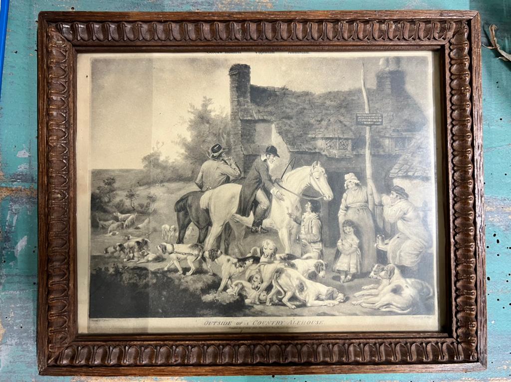 Antieke Gravure 'Outside of a Country Alehouse' door W. Ward, Antiek en Kunst, Kunst | Etsen en Gravures, 1800 - 1899, Ophalen of Verzenden