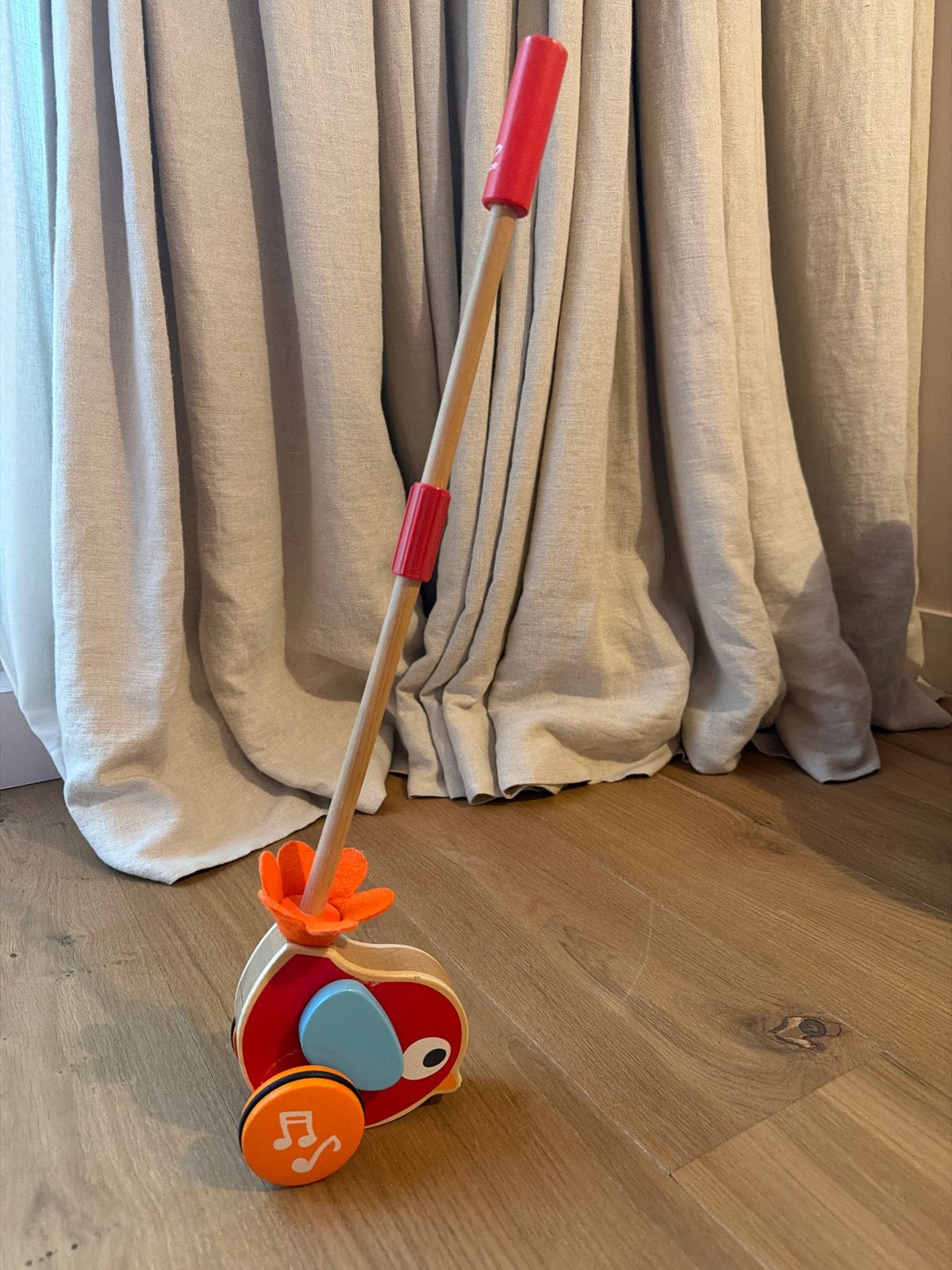 Houten Duwstok Vogel met Geluid - pepe & friends, Ophalen of Verzenden, Zo goed als nieuw, Overige typen, Met geluid