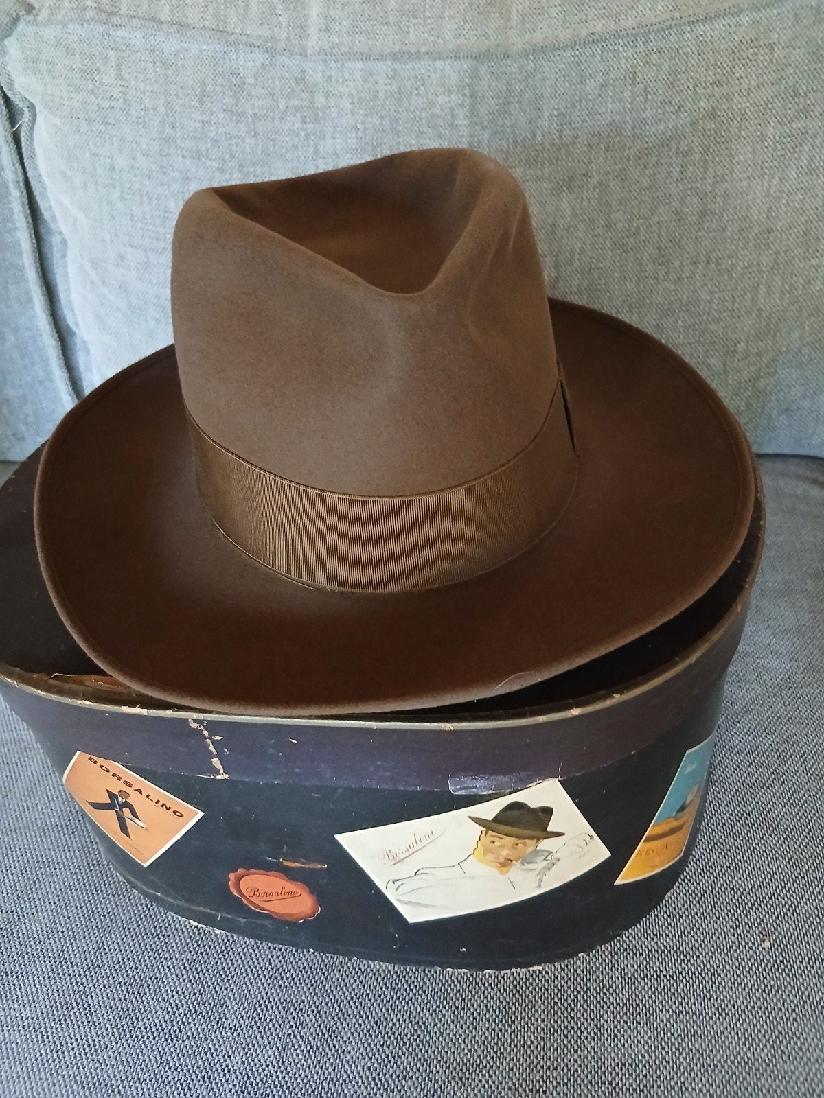 Vintage Borsalino Hoed - Gian Luigi Pesce Genua, Kleding | Heren, Ophalen, Borsalino, Hoed, 58 of 59 cm (L, 7¼ of ⅜ inch)