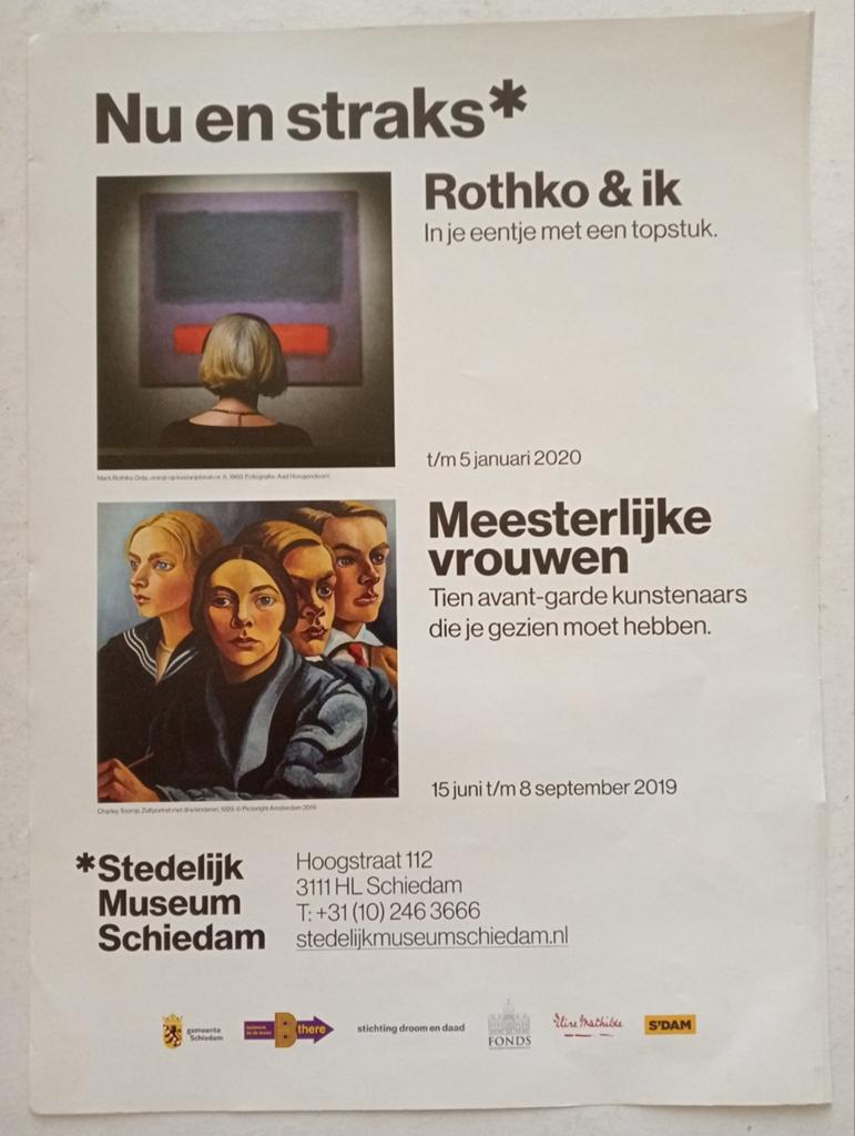 Mark Rothko Charley Toorop affiche 2019 Museum Schiedam, Verzamelen, Tijdschriften, Kranten en Knipsels, Ophalen of Verzenden