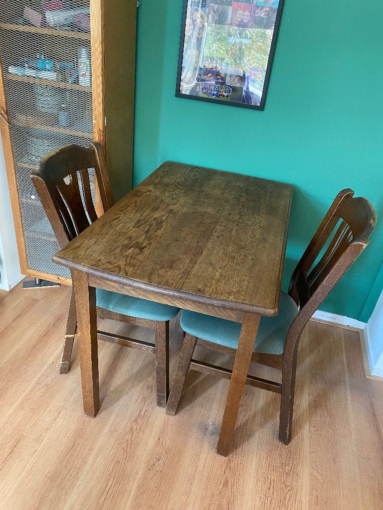 Gratis af te halen - Tafel + 2 stoelen, Ophalen, Gebruikt, 100 tot 150 cm, 50 tot 100 cm