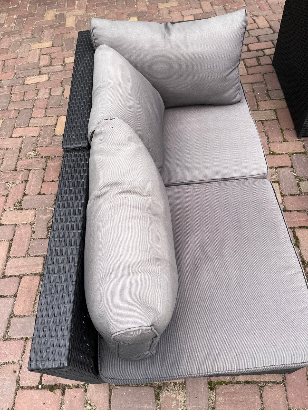 Bois Le Duc Loungeset - Wicker met grijze kussens, Tuin en Terras, Ophalen, 5 zitplaatsen, Gebruikt, Loungeset