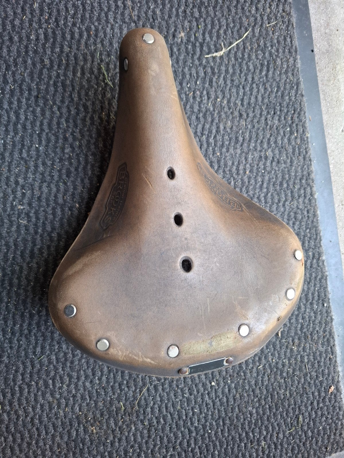Klassiek Brooks B66 lederen fietszadel spiraalveren bruin, Gebruikt, Leer, Ophalen of Verzenden, Brooks