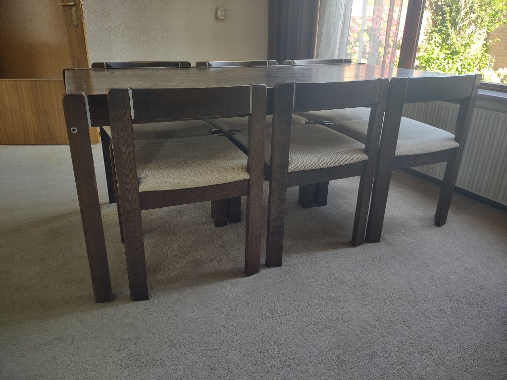 Vintage jaren 70 eethoek 6-persoons en uitschuifbaar, Ophalen, Gebruikt, 200 cm of meer, 50 tot 100 cm