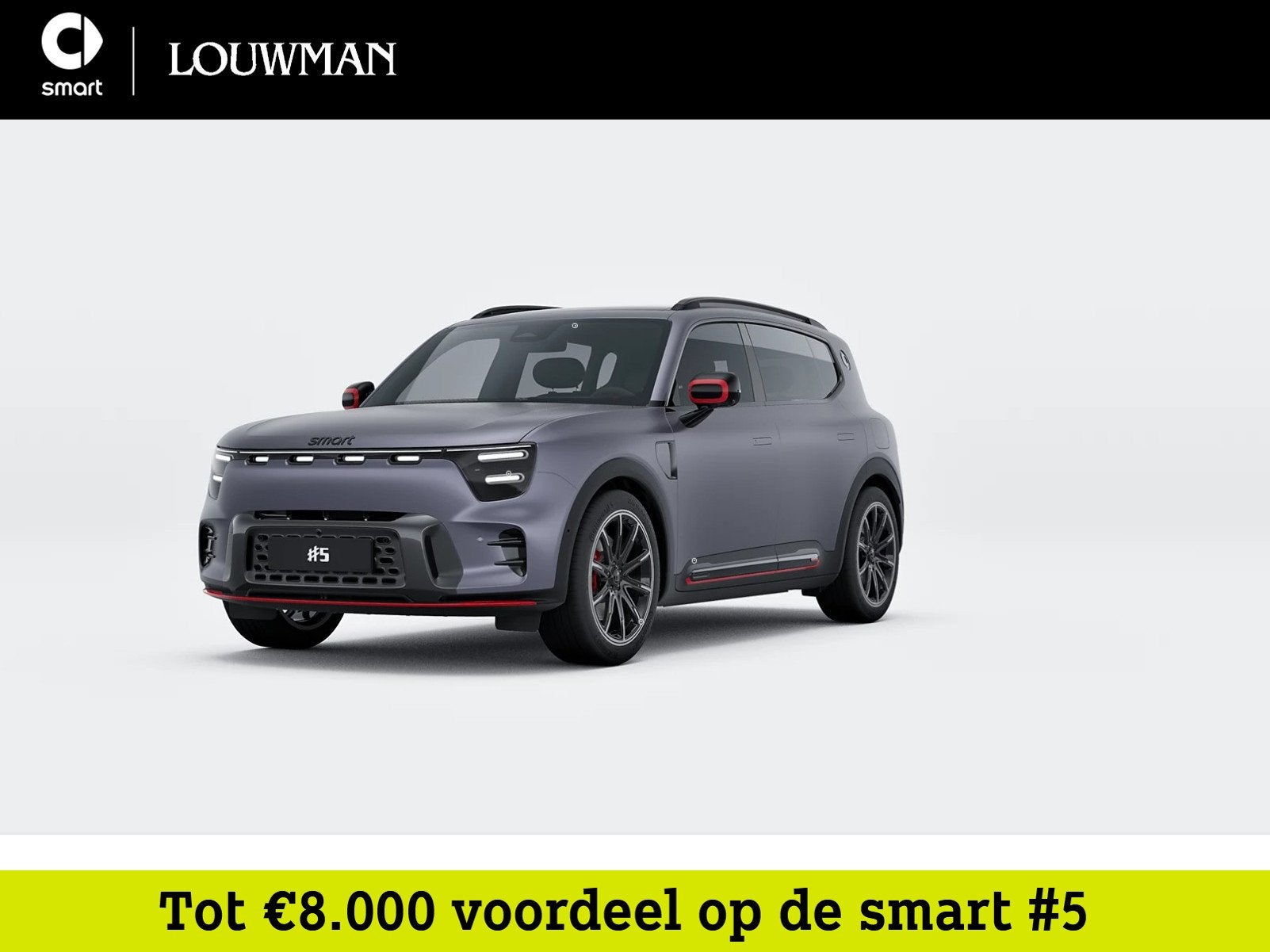 Smart #5 Brabus 100 kWh | Panoramisch dak | 13-inch OLED pas, Auto's, Automaat, 2378 kg, Blauw, Vierwielaandrijving
