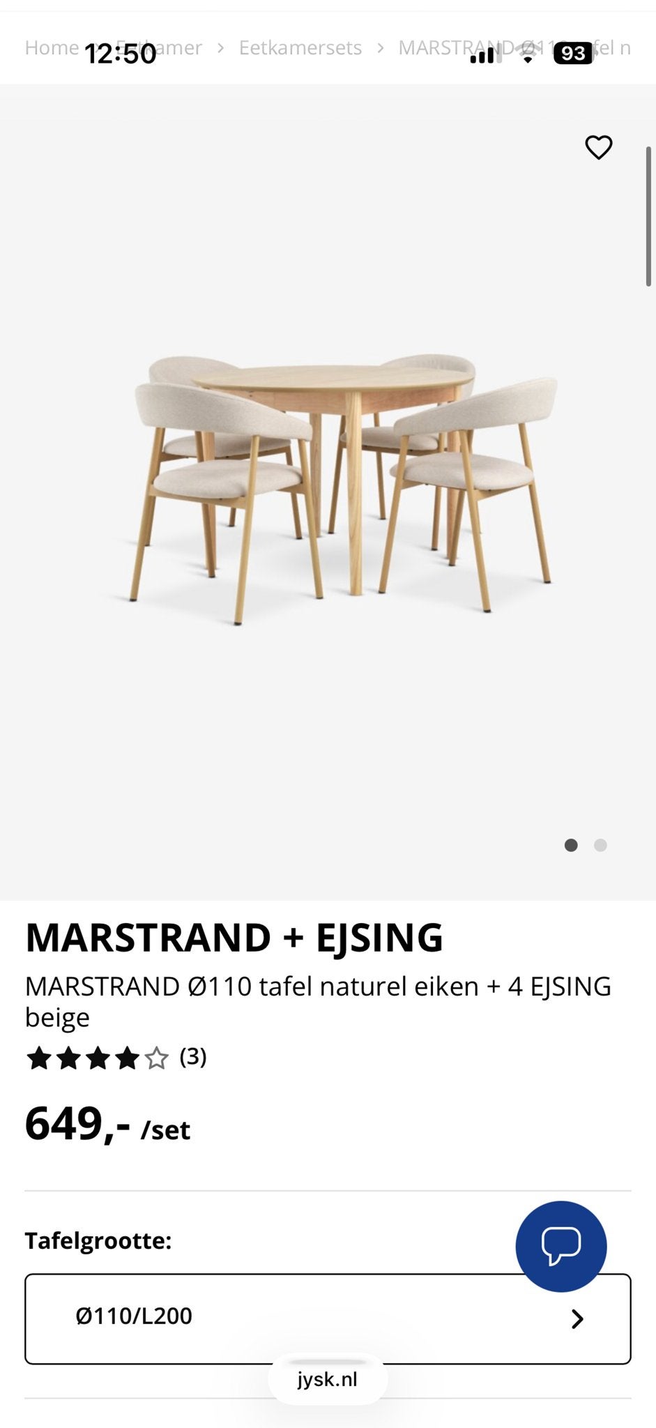 Eettafel met 4 stoelen - nieuw, Ophalen, Nieuw, 4 tot 6 stoelen
