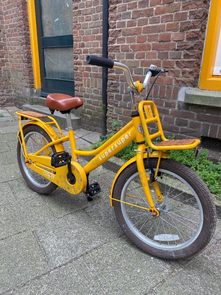 Kinderfiets Super Super geel, Ophalen, Terugtraprem, Supersuper, 16 tot 20 inch