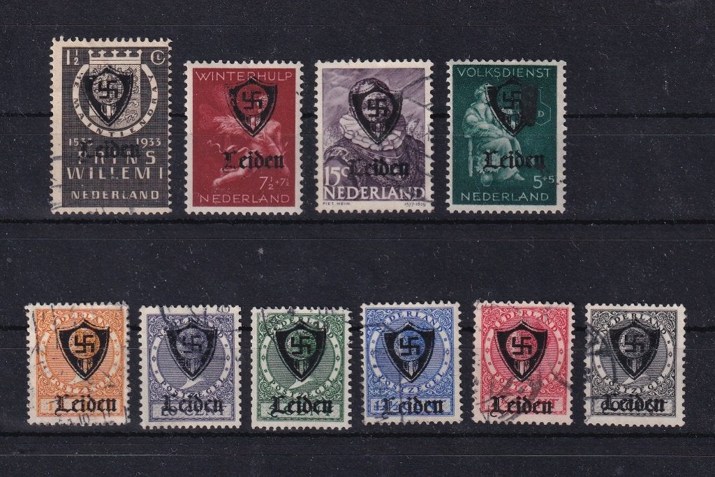 B42B) 1944 WO2 Duitse bez Leiden 10x opdruk geen garantie, Verzenden, Na 1940, Gestempeld