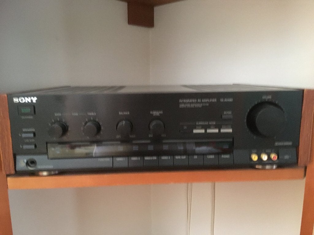 Sony Versterker TA-AV480 met ES houten zijpanelen, Gebruikt, Ophalen of Verzenden, 60 tot 120 watt, Sony