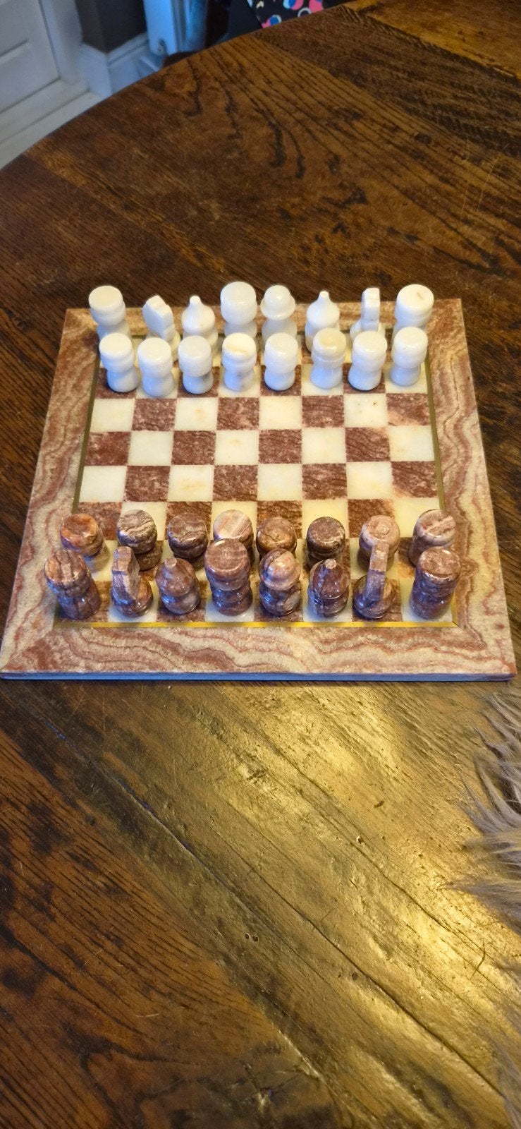 Prachtig marmeren schaakspel - Compleet en in goede staat, Een of twee spelers, Ophalen, Gebruikt