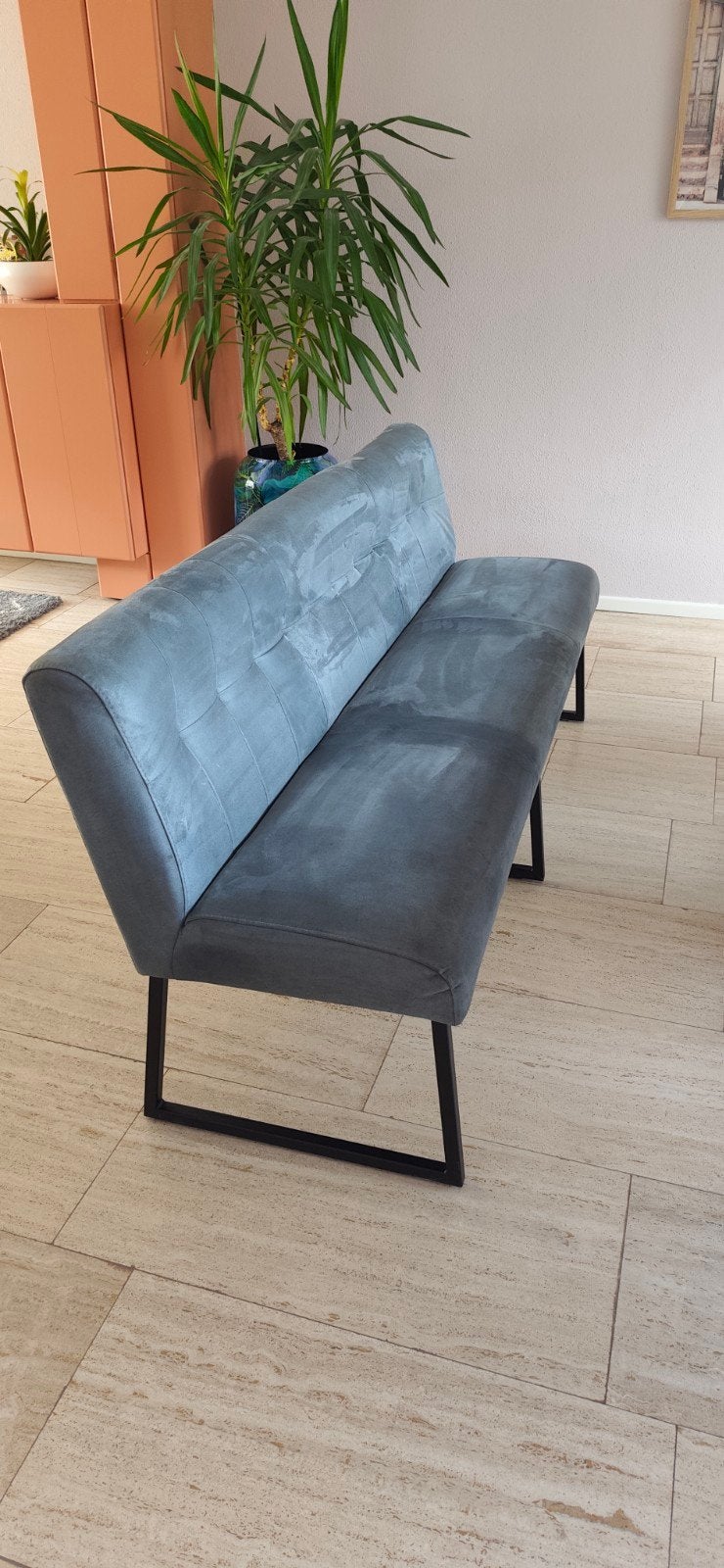 Elegante eetbank petrolblauw, 190 cm, van Zitmaxx, Ophalen, Minder dan 75 cm, 150 tot 200 cm, Driepersoons