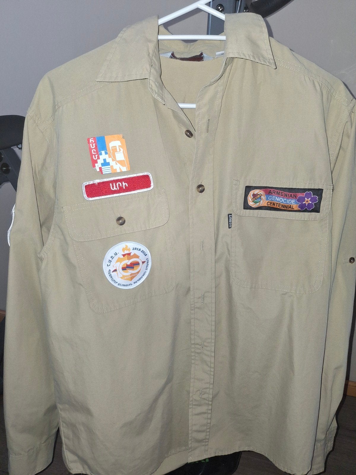 Scouting Overhemd / Blouse (Maat S, valt als M), Ophalen of Verzenden, Zo goed als nieuw, Beige