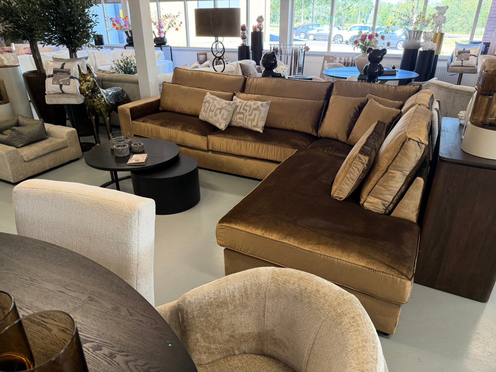 Luxe Velvet Hoekbank Pocket 340x260cm Goud Kemer104 NIEUW, Info@oosterbaanwonen.nl, Venus 31 8448CE Heerenveen, Hoekbank, Oosterbaan Wonen