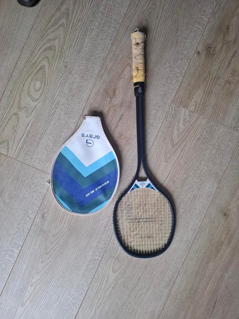 Vintage Grays Double Blue Squash Racket met Hoes, Sport en Fitness, Ophalen of Verzenden, Gebruikt, Racket, Met hoes