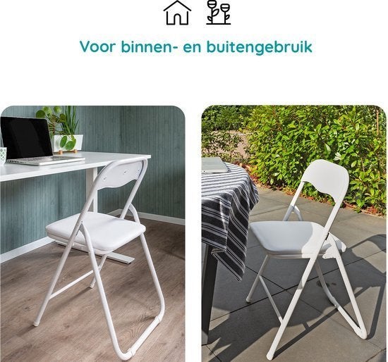 Klapstoel Premium 2 stuks (nr.172), Twee, Wit, Nieuw, Leer
