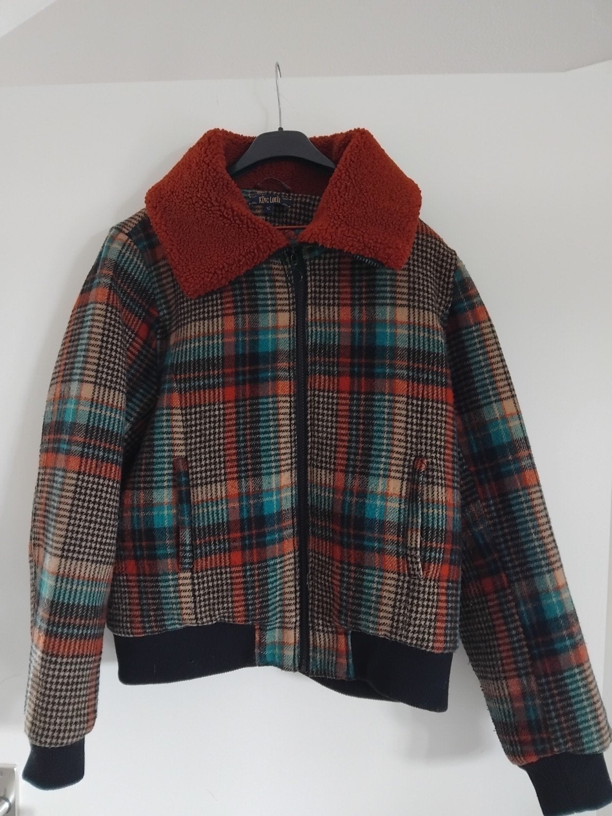 King Louie geruite bomberjack met teddy kraag maat 42, Meerkleurig, Maat 46/48 (XL) of groter, Ophalen of Verzenden, Zo goed als nieuw