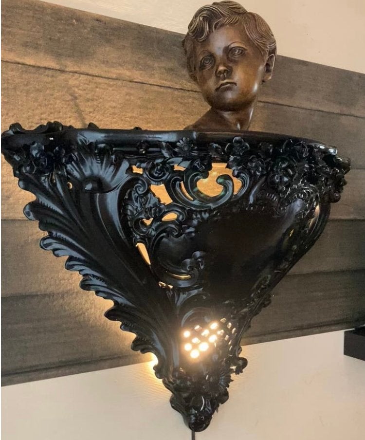 Grote porseleinen wandtafel console met lamp, muurconsole., Antiek en Kunst, Ophalen