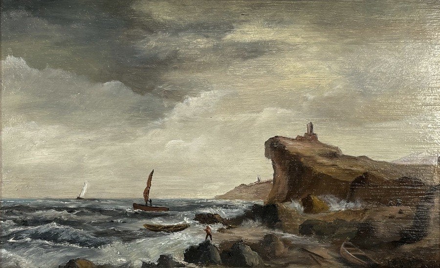 207. Olieverfschilderij, Anthonissen – rotskust, 19e eeuw, Ophalen