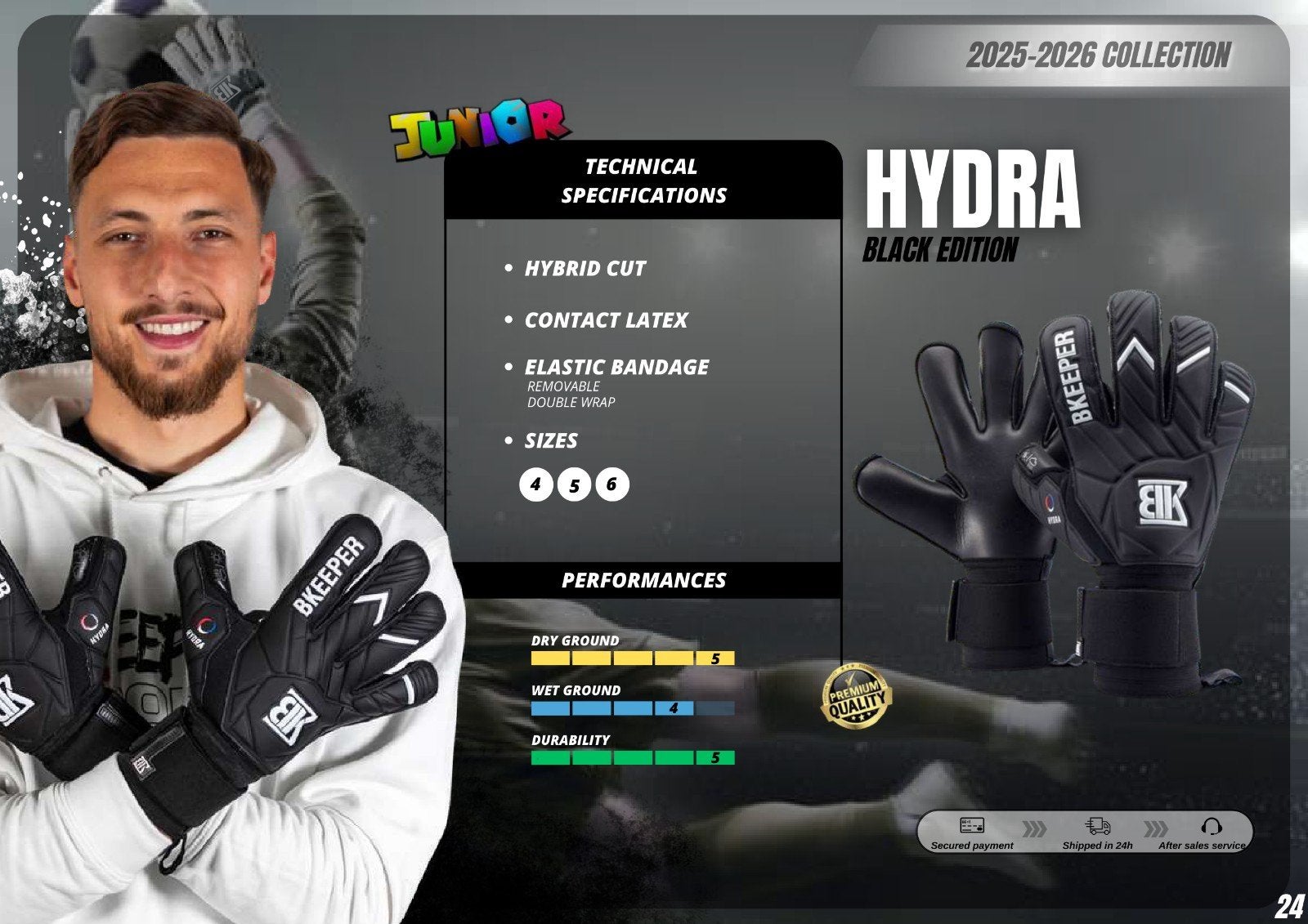 Bkeeper Hydra Black Edition Junior Keepershandschoenen, Ophalen of Verzenden