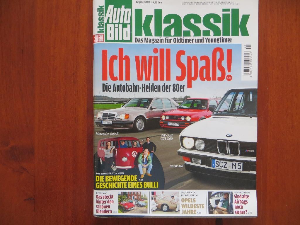 Autobild Klassik 3 2018 Mercedes-Benz 500E, VW Golf G60, M5, Boeken, Auto's | Folders en Tijdschriften, Ophalen of Verzenden, Nieuw