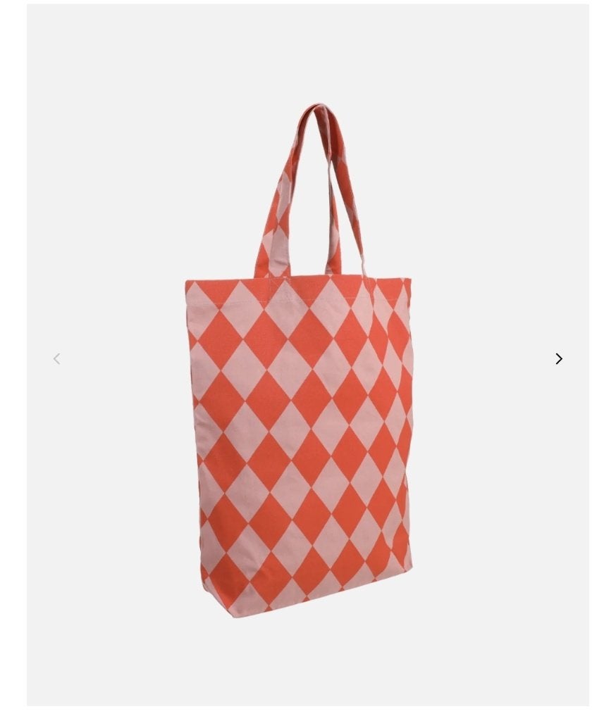 Katoenen tas roze met oranje geruit, Ophalen of Verzenden, Nieuw, Oranje, Overige merken