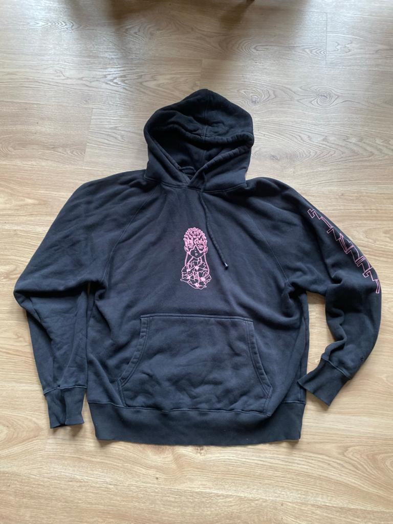 Zwarte hoodie met roze print, Kleding | Dames, Truien en Vesten, Ophalen of Verzenden, Gedragen, Maat 38/40 (M), Zwart