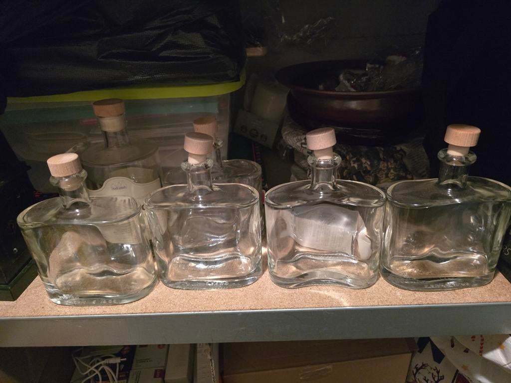 7 Dikke Glazen Flessen voor Creatieve Projecten, Gebruikt, Overige kleuren, Ophalen of Verzenden, Glas