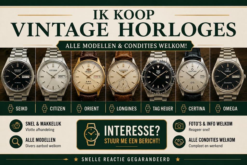 Gezocht: Vintage Horloges | Seiko, Omega, Citizen, etc, Ophalen of Verzenden, Staal